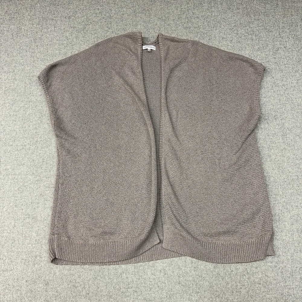 Community Aritzia Cardigan XXS Taupe Mauve Cotton Blend Short Sleeve Open Front